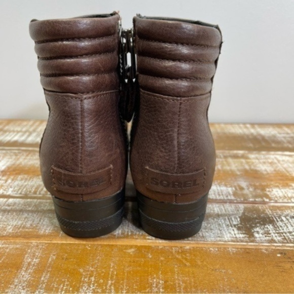 SOREL Danica Womens Waterproof Side Zip Leather Ankle Chocolate Boot Size 7.5 - Picture 6 of 14